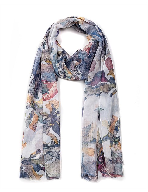 floral/leaf print scarf Gregory Ladner Cheap On sale - gregory-ladner ...