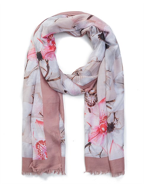 floral scarf with solid border Gregory Ladner Discount ⇐ quality ...