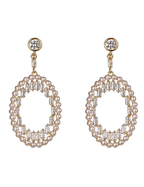 2022 MICRO PEARL/CZ OVAL DROP EARRINGS Gregory Ladner Discount with ...